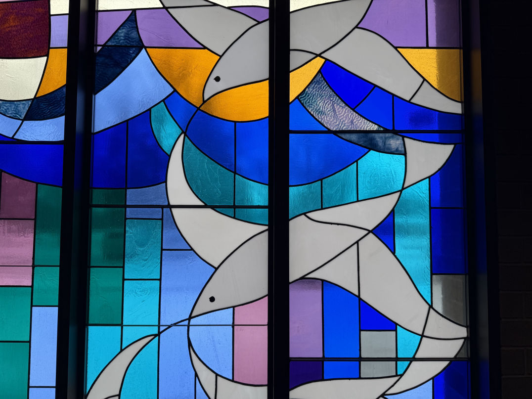 Bethel Lutheran Church Graettinger Iowa ELCA Dove Stained Glass Morphew Photo